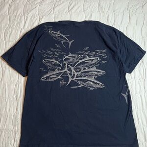 Guy Harvey T-Shirt Size XXL Black Schooling Fish Back Front Short Sleeve
